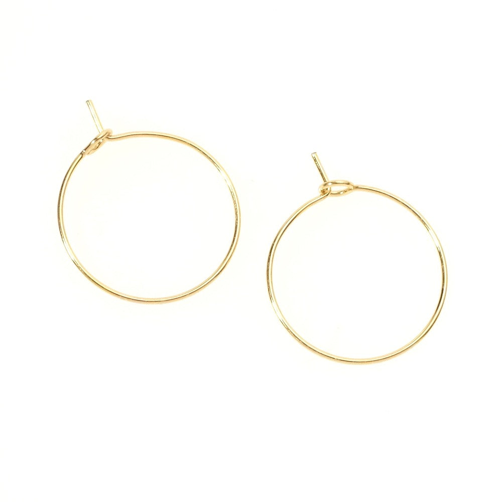 4 boucles d'oreilles créoles 20mm en acier inoxydable 316 Doré 18K