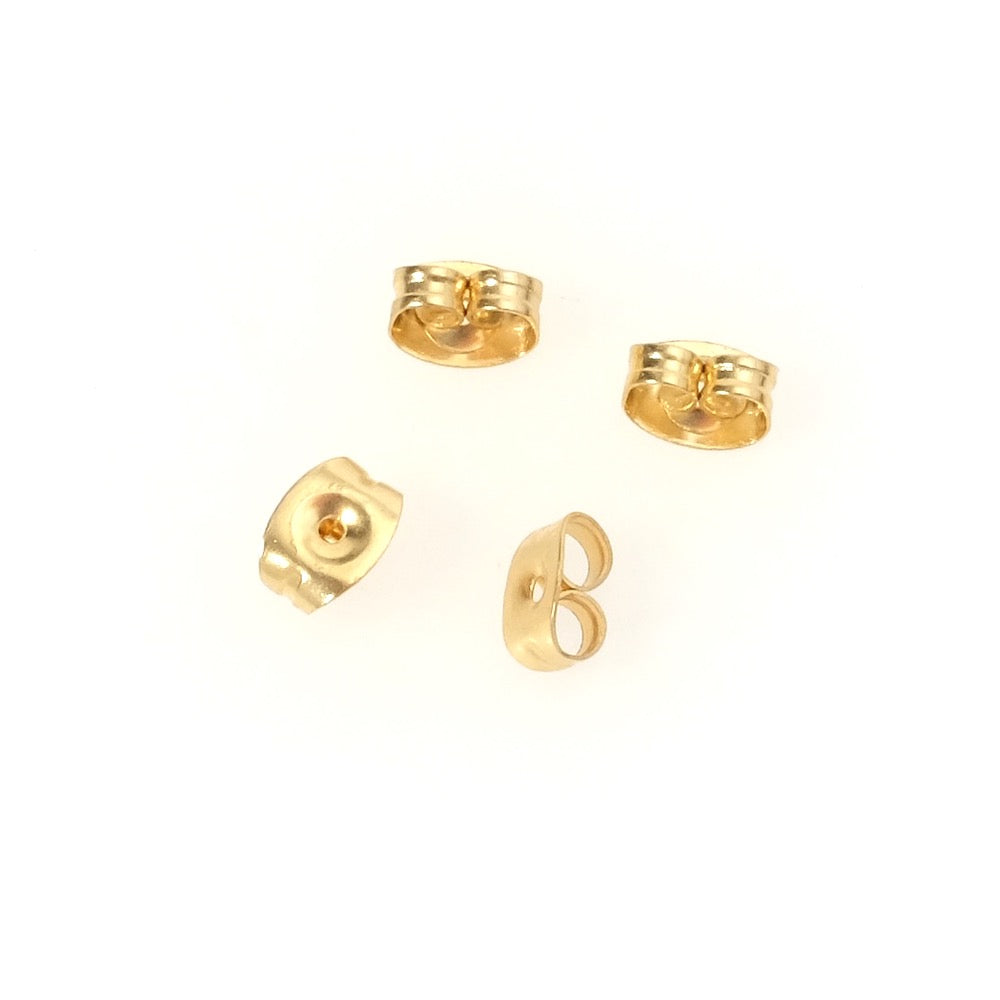 10 fermoirs papillons pour boucles d'oreilles en acier inoxydable 304 Doré 24K