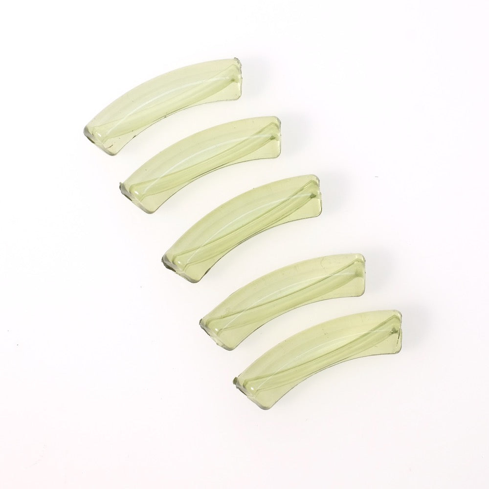 Perle tube incurvée Diamètre 8mm en acrylique Vert olive transparent