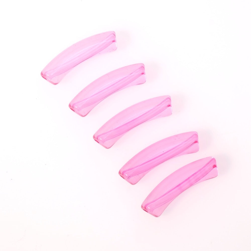 Perle tube incurvée Diamètre 8mm en acrylique rose Fuchsia transparent