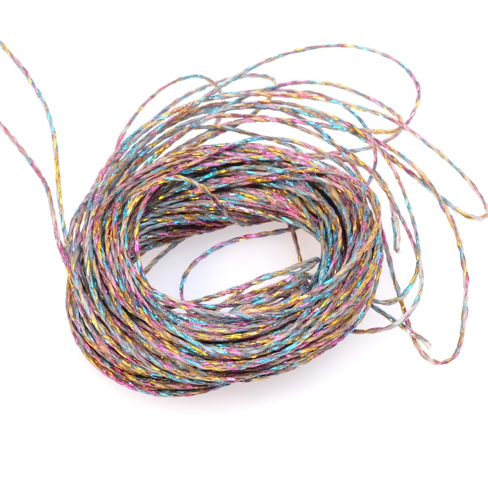 Bobine de fil ciré Linhasita 0,5mm pour micro macramé - Multicolor métallisé