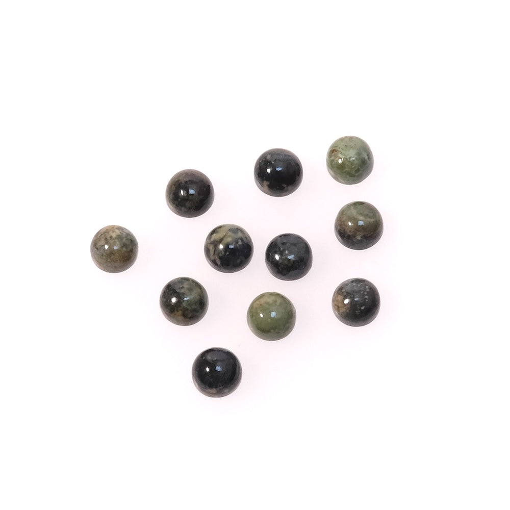 2 Cabochons de pierre naturelle Rond 4mm en Jaspe vert