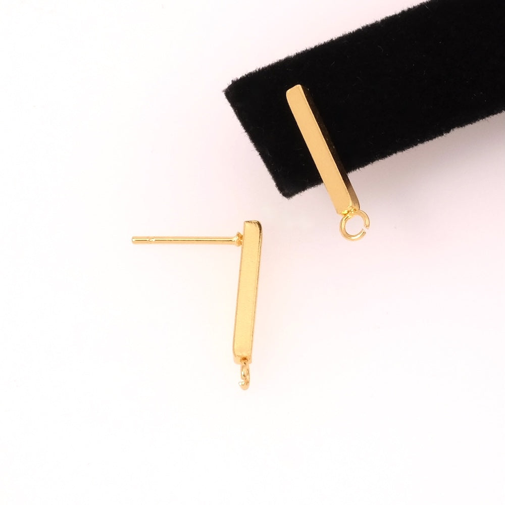 boucles d&#39;oreilles clous rectangle en acier inoxydable 316 Doré 18K