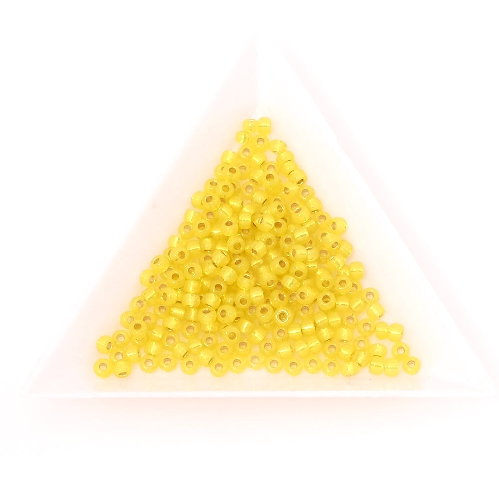 5 grammes de perles Miyuki Rocailles 8/0 N°4236 Duracoat Silver lined Yellow