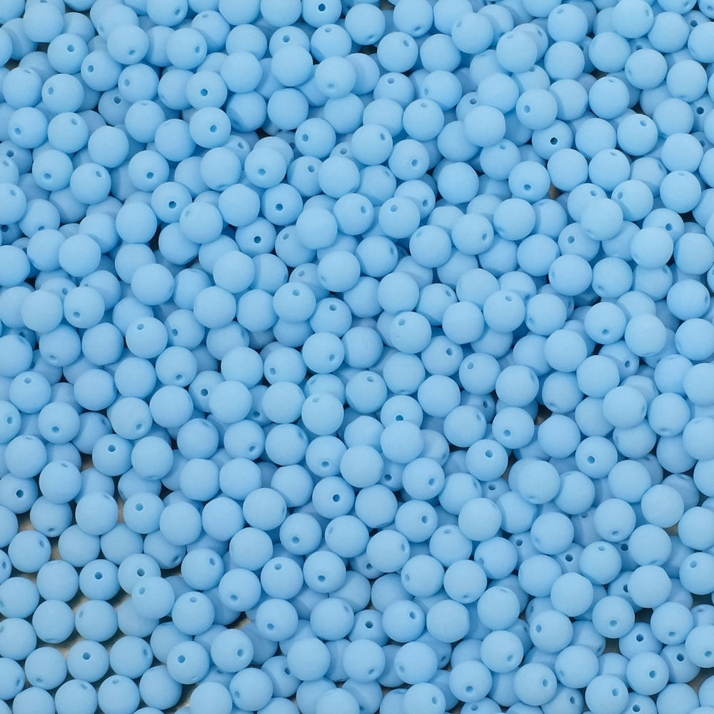 10 perles de Bohème rondes 4mm bleu ciel mat