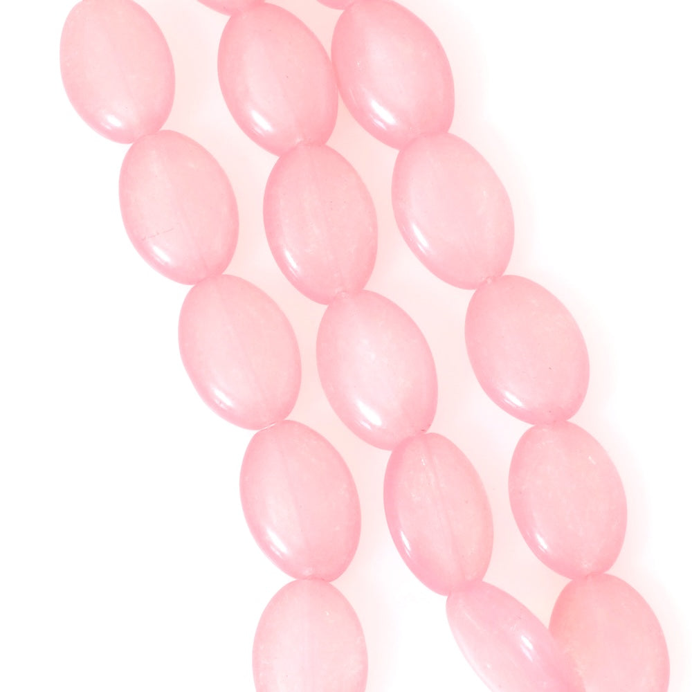 Fil de perles de Bohème ovales 20x14mm Rose semi-opaque