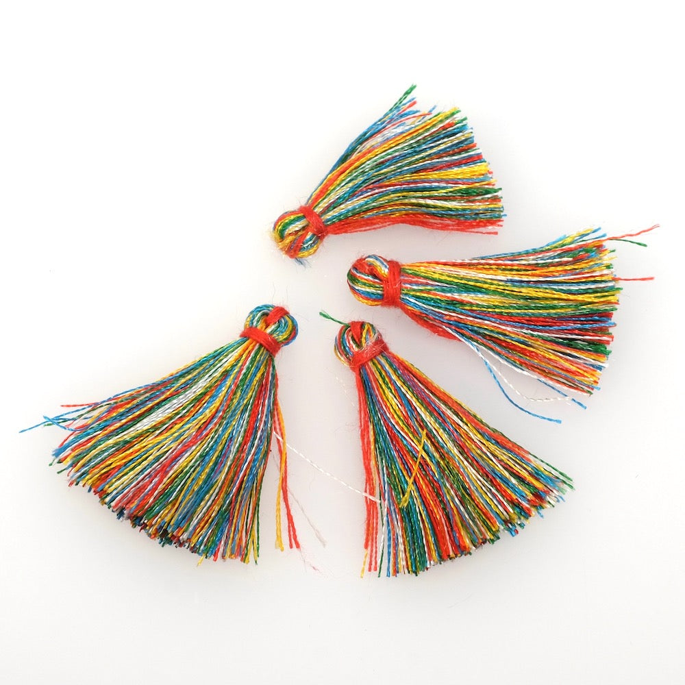 6 Pompons en polyester 30mm Multicolore