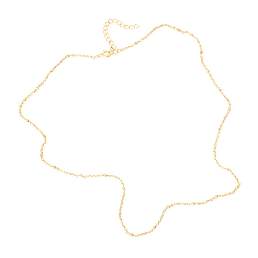 Collier chaine montée maillon boule soudée en Laiton doré à l'or fin 24K Premium