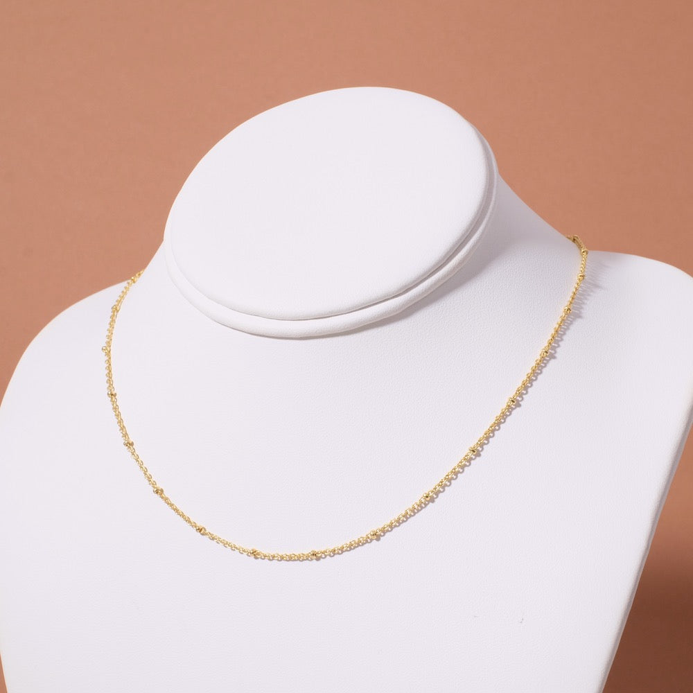 Collier chaine montée maillon boule soudée en Laiton doré à l'or fin 24K Premium