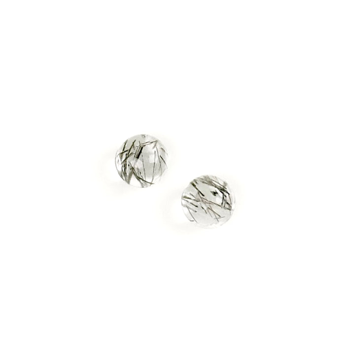 2 Cabochons de pierre naturelle Rond 4mm Black Rutile