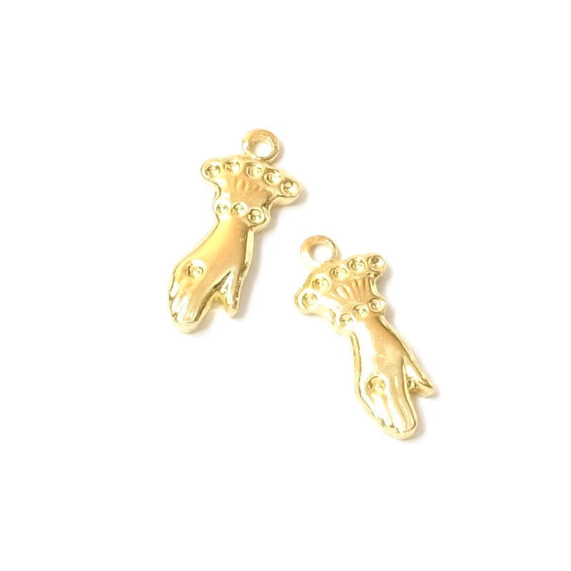 2 pendentifs mains en laiton doré 24K