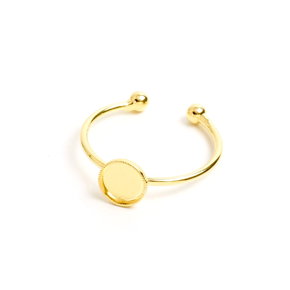 Bague ajustable pour Cabochon 6mm en Laiton Plaqué Or 24K