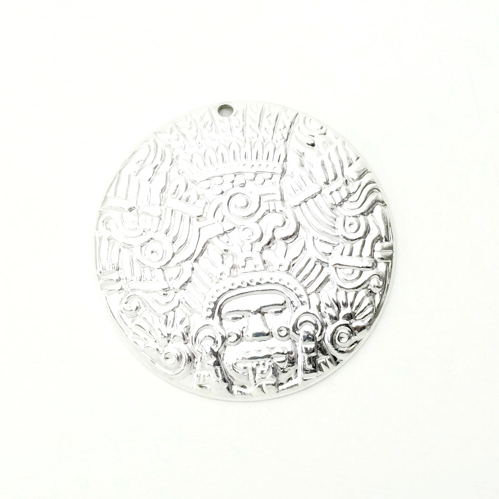 Pendentif Maya en laiton Argenté 925 Premium