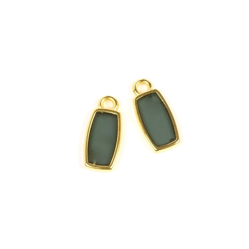 2 Pendentifs vitraux rectangle noir et doré 24K