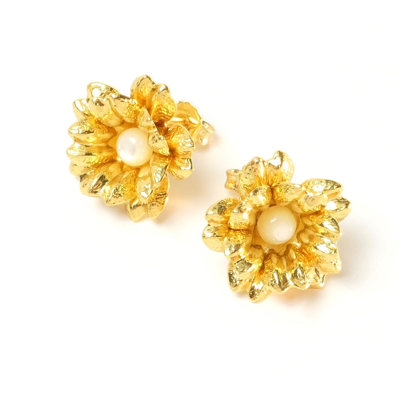 Boucles d&#39;oreilles clous Fleurs en laiton Argenté 925 Premium, la paire