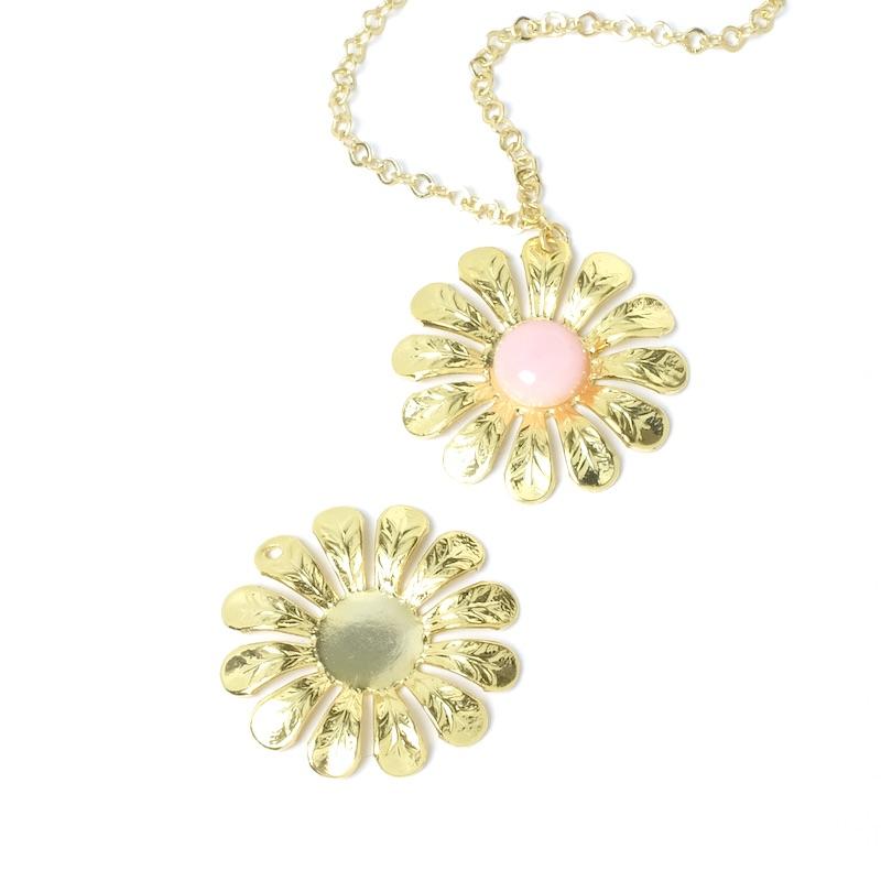 Pendentif Fleur marguerite en laiton doré à l&#39;or fin 24K