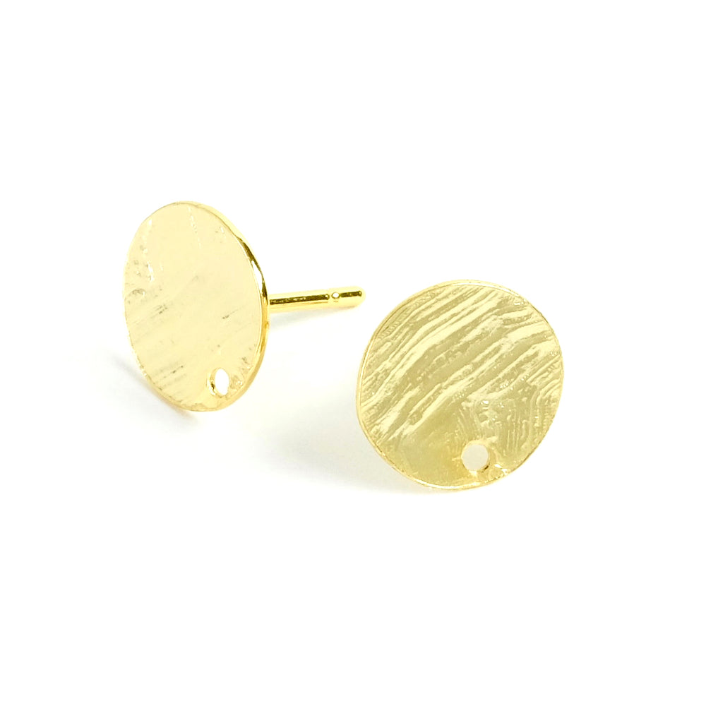 2 boucles d&#39;oreilles clous en laiton doré à l&#39;or fin 24K