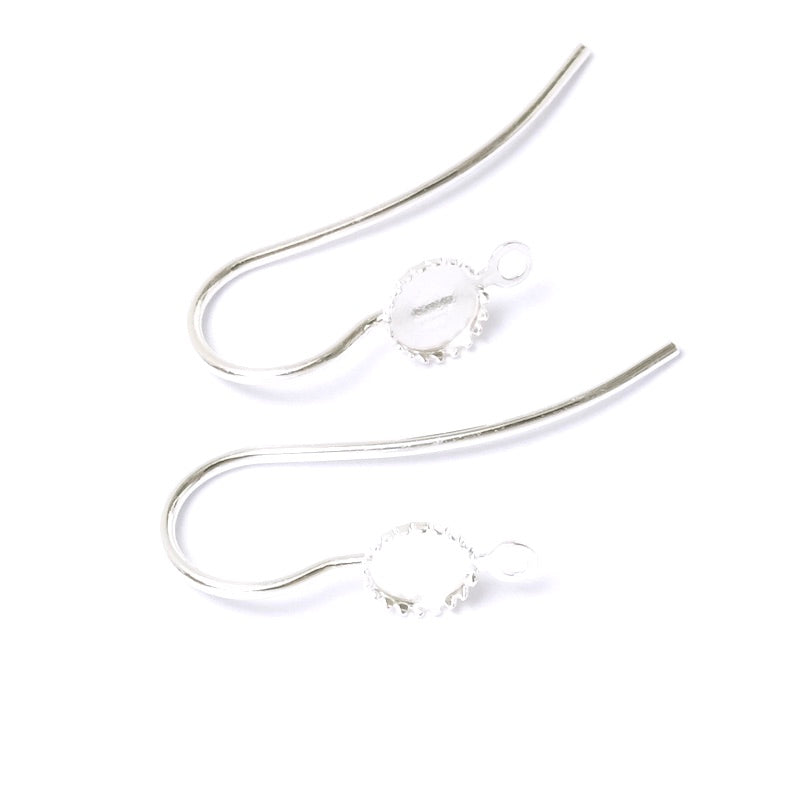 Boucles d&#39;oreilles pour cabochon 4mm en Laiton Argenté 925, la paire