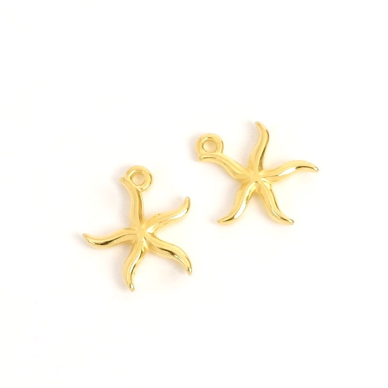 2 pendentifs étoile de mer en Zamak doré 24K