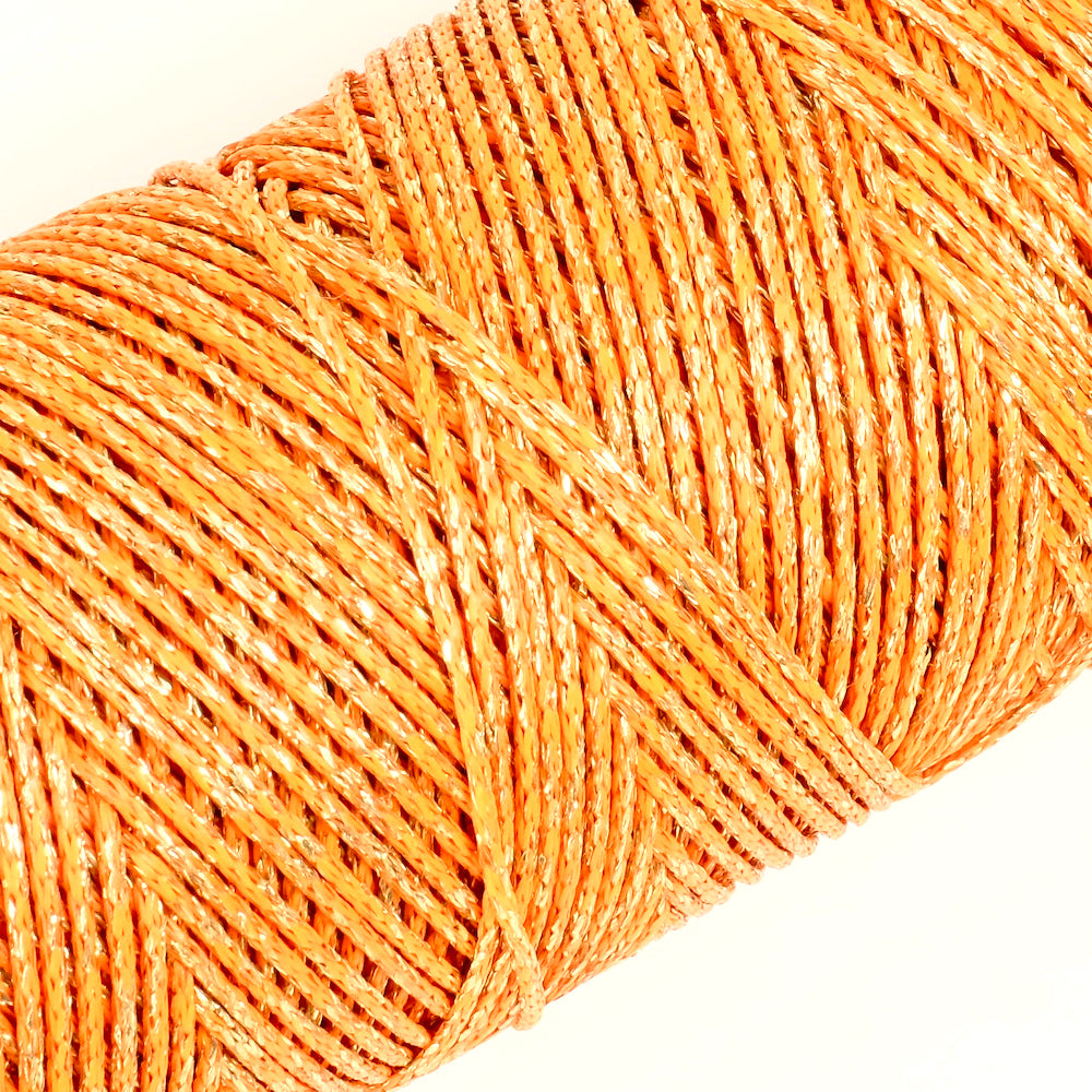 2 mètres de Cordon ciré métallisé Orange Doré 1mm