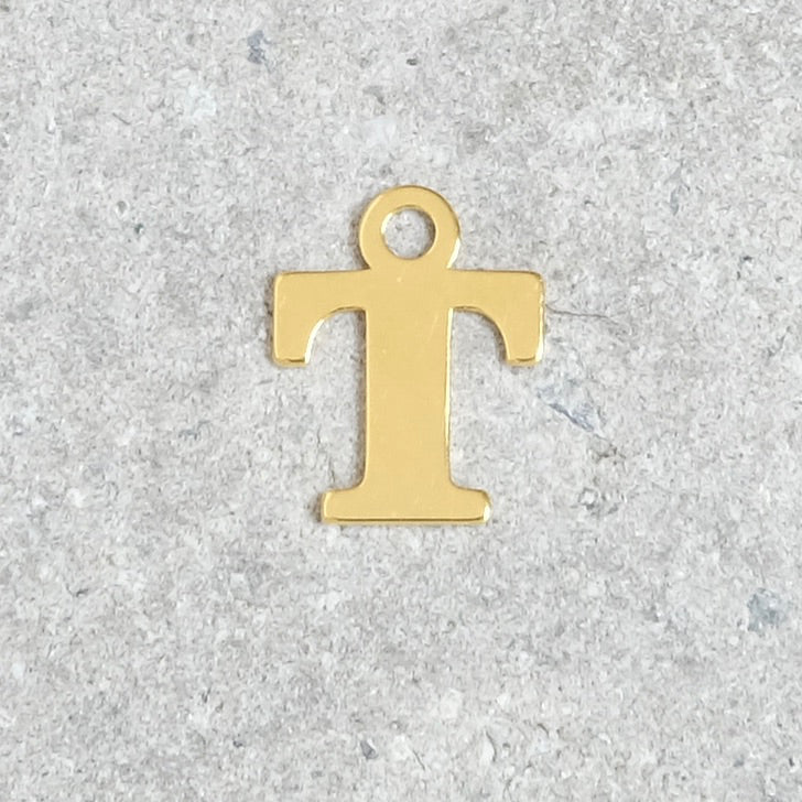 Pendentif lettre T en argent 925 doré à l&#39;or 24K