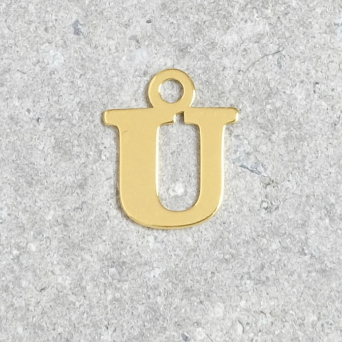 Pendentif lettre U en argent 925 doré à l'or 24K