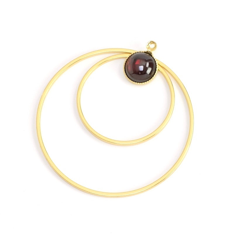 Pendentif cercle pour cabochon rond 8mm en laiton Doré à l&#39;or fin 24K Premium