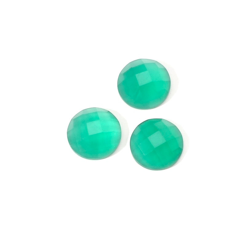 Cabochon en pierre naturelle facettée 8mm Onyx vert