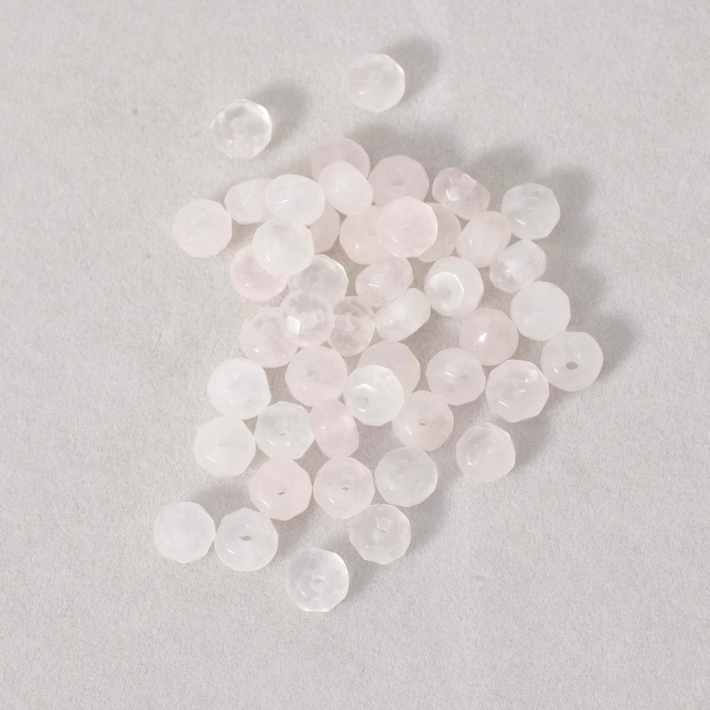 10 perles naturelles donuts facettés 4x6mm en Quartz rose