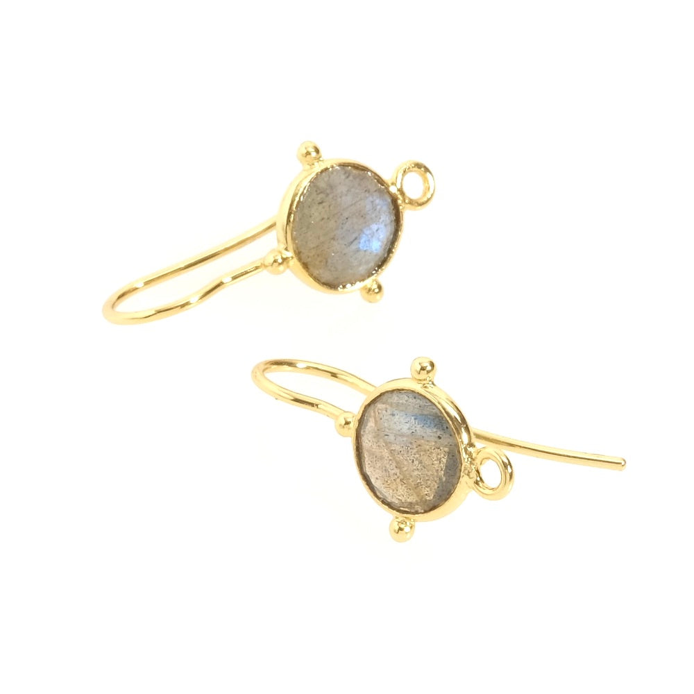 Boucles d&#39;oreilles sertis Labradorite en Laiton doré à l&#39;or fin 24K Premium, la paire