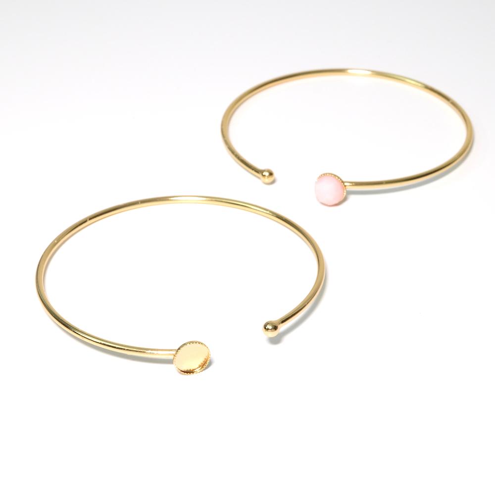 Support bracelet jonc pour Cabochon 6mm en Laiton doré à l&#39;or fin 24K