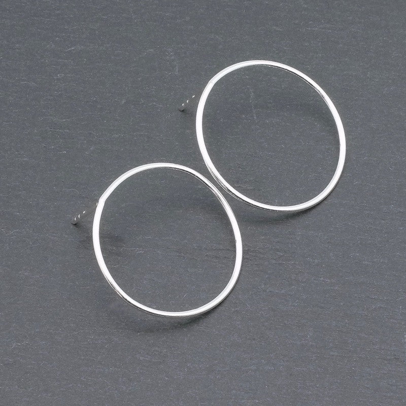 Lot de 2 Créoles Boucles d'oreilles 20mm clous en argent massif 925