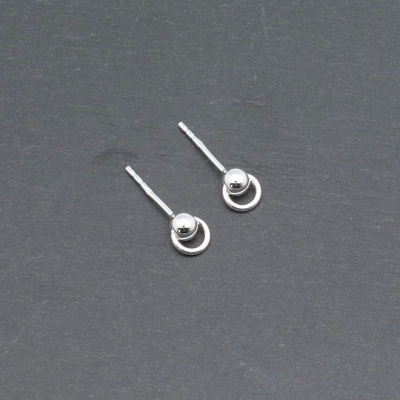 Lot de 2 Boucles d&#39;oreilles clous Boule en argent massif 925 