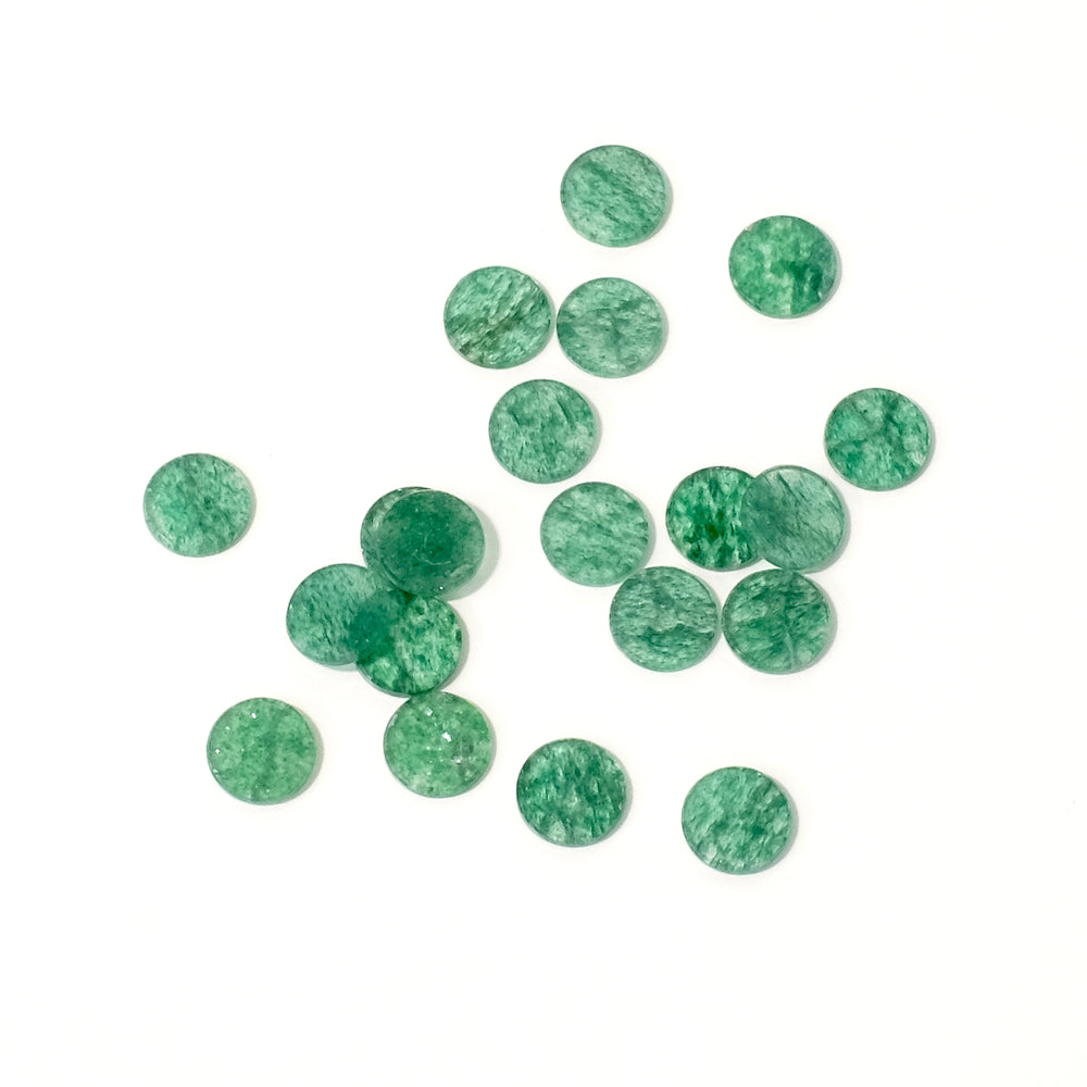 2 Cabochons rond 6mm plat en pierre naturelle Aventurine