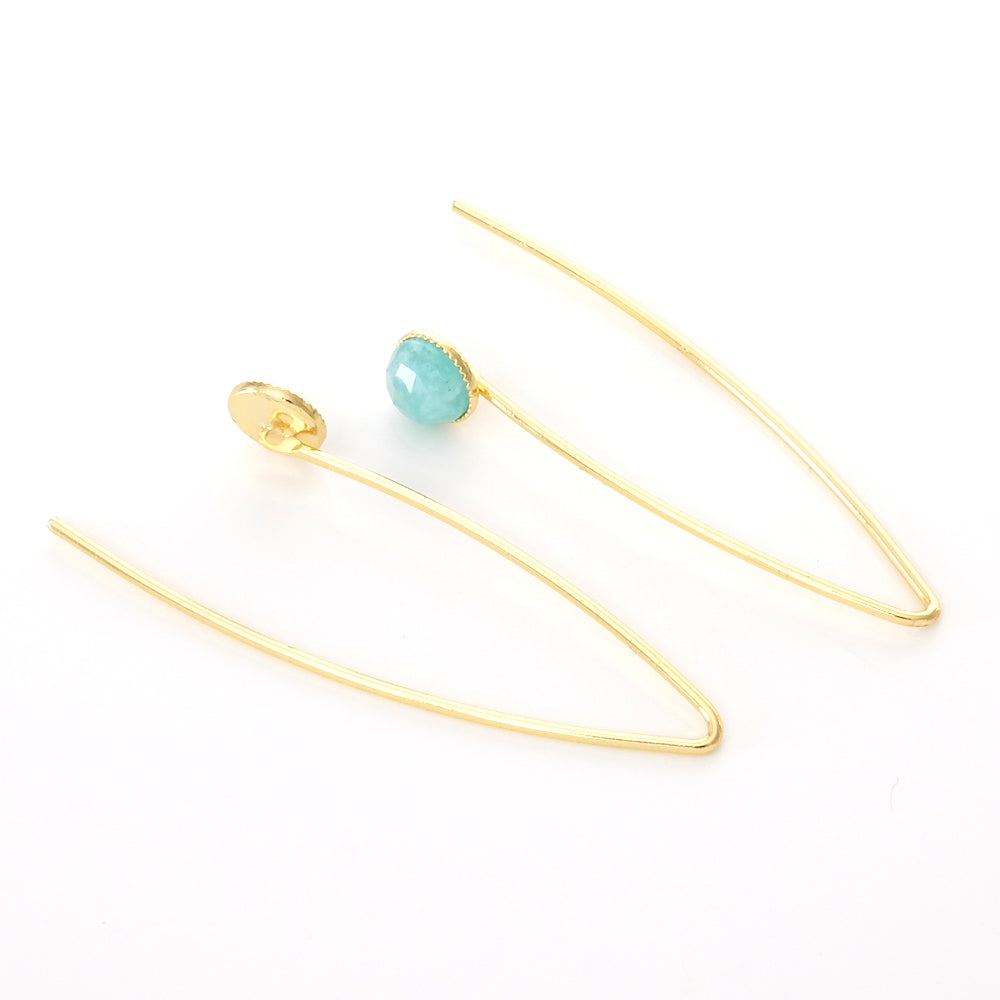 Boucles d&#39;oreilles pour cabochon 6mm en Laiton doré à l&#39;or fin 24K, la paire