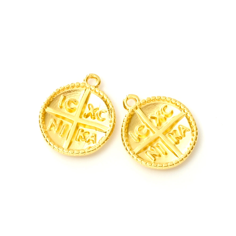 2 Pendentifs Talisman en Zamak doré Or 24K