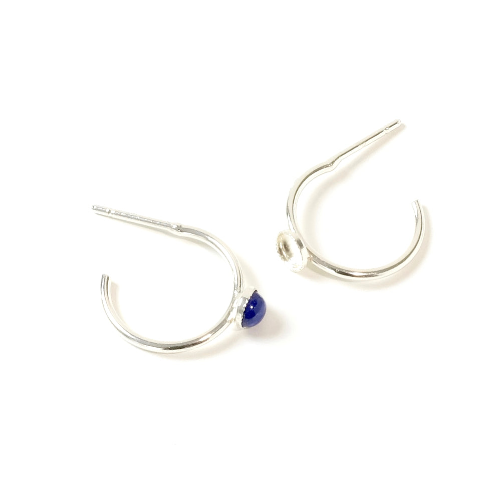 Boucles créoles Minis avec support cabochon 4mm en laiton argenté 925 Premium