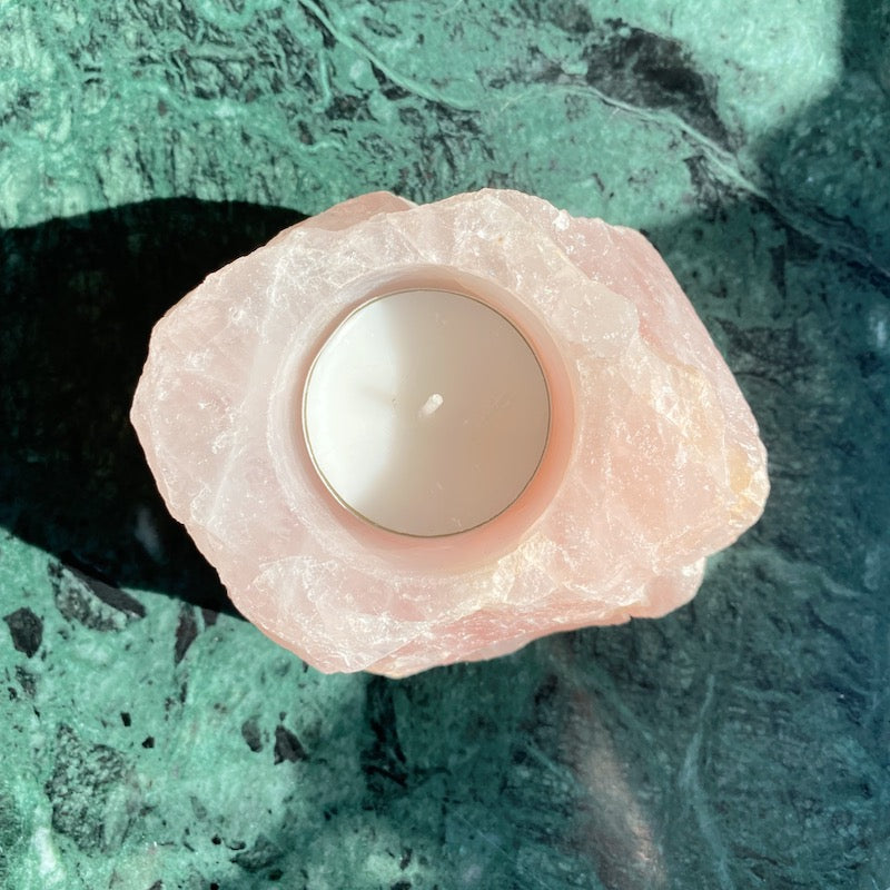 Petit Bougeoir en Quartz rose - Pure Minéral