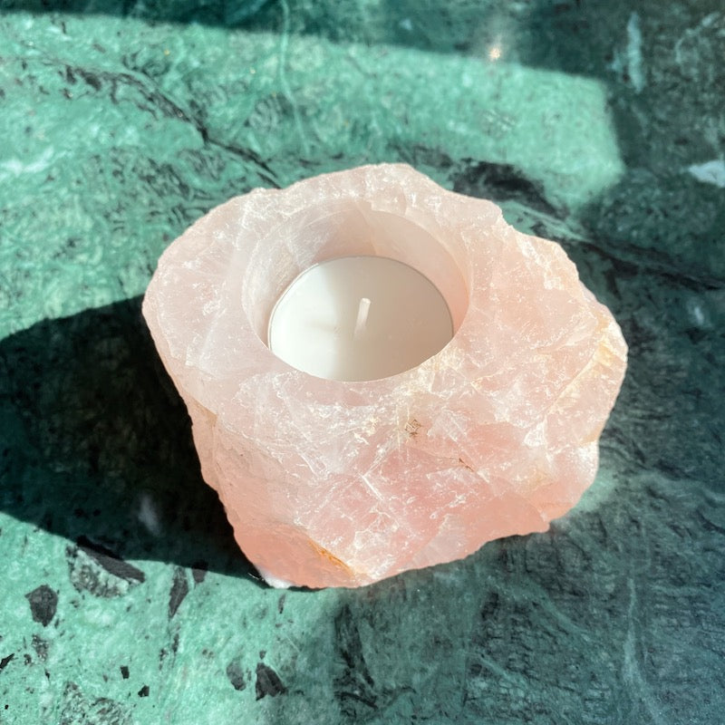 Petit Bougeoir en Quartz rose - Pure Minéral